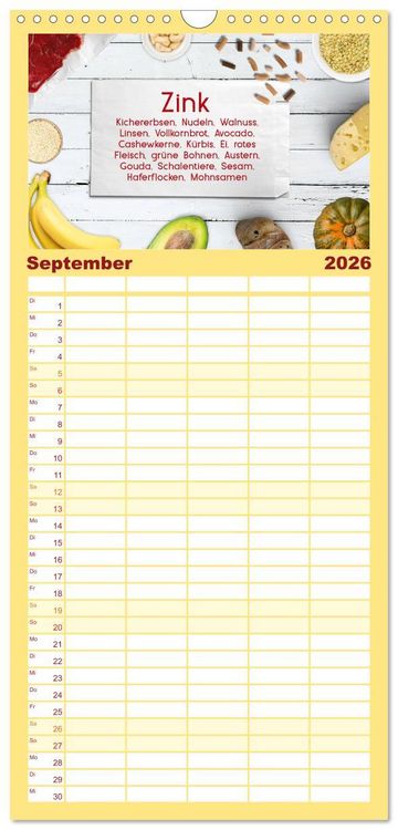 Produktbild: Familienplaner 2026 - Vitalstoffe - fit essen mit 5 Spalten (Wandkalender, 21 x 45 cm) CALVENDO
