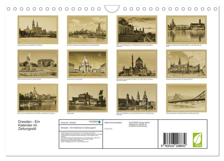 Produktbild: Dresden - Ein Kalender im Zeitungsstil (Wandkalender 2026 DIN A4 quer), CALVENDO Monatskalender