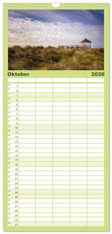 Produktbild: Familienplaner 2026 - Amrum - Eine farbenfrohe Insellandschaft mit 5 Spalten (Wandkalender, 21 x 45 cm) CALVENDO
