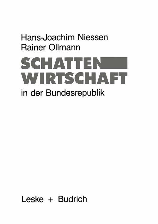 Produktbild: Schattenwirtschaft in der Bundesrepublik