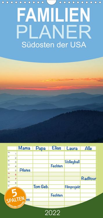 Produktbild: Familienplaner S&uuml;dosten der USA (Wandkalender 2022 , 21 cm x 45 cm, hoch)