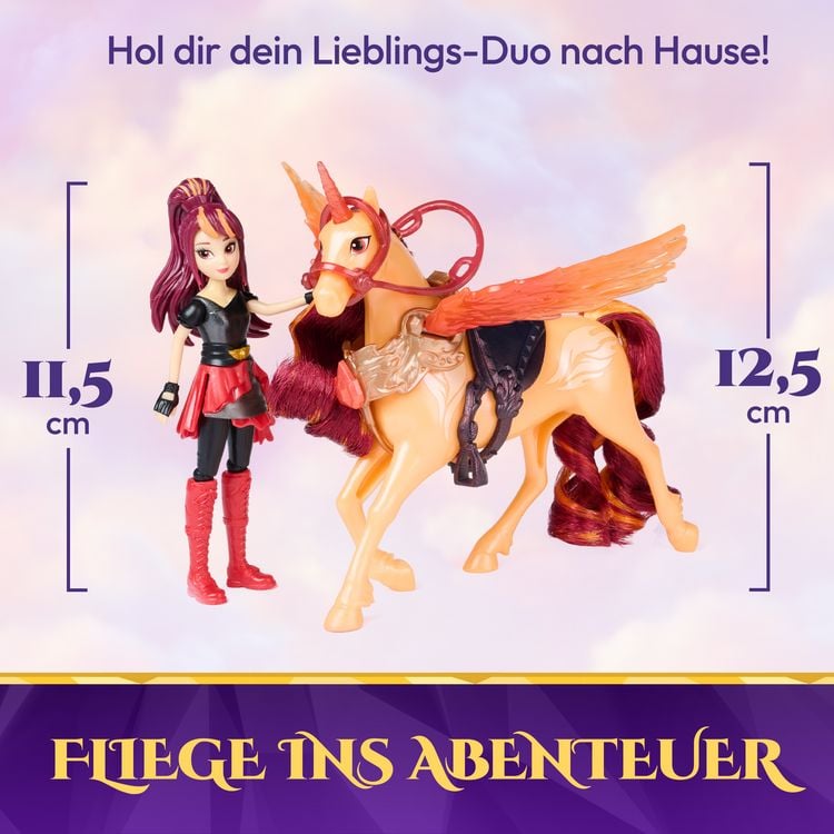 Produktbild: Unicorn Academy - Wing Magic Valentina und Cinder Spielset, Einhorn-und-Puppe-Set mit Fl&uuml;geln, ab 4 Jahren