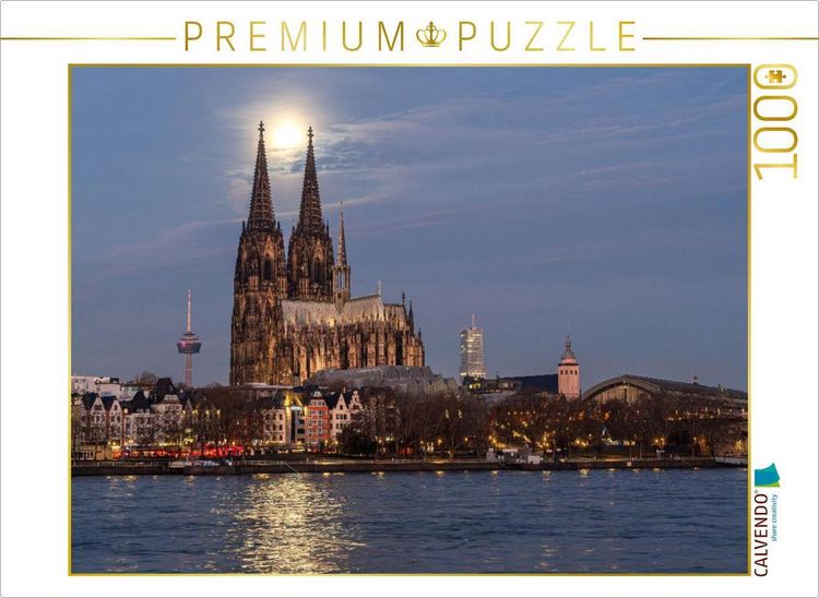Produktbild: CALVENDO Puzzle Vollmond &uuml;ber dem K&ouml;lner Dom | 1000 Teile Lege-Gr&ouml;&szlig;e 64x48cm Foto-Puzzle f&uuml;r gl&uuml;ckliche Stunden