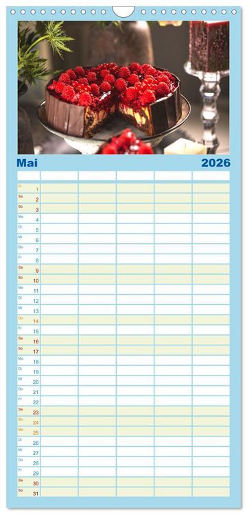 Produktbild: Familienplaner 2026 - K&ouml;stliche Kuchen mit 5 Spalten (Wandkalender, 21 x 45 cm) CALVENDO