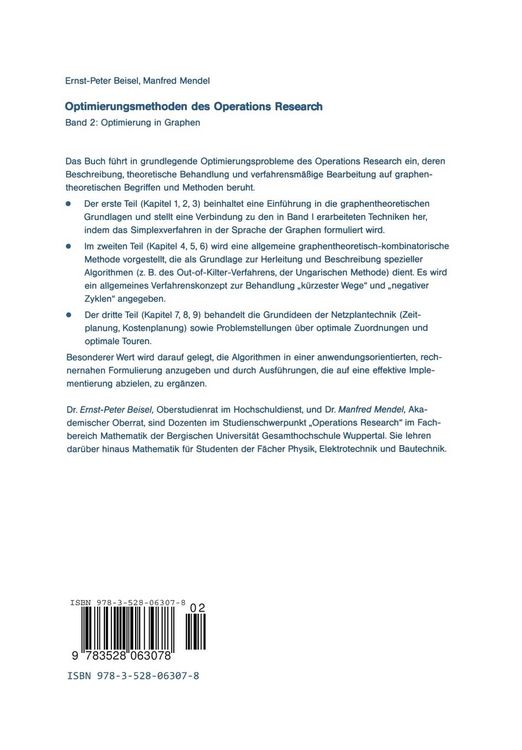 Produktbild: Optimierungsmethoden des Operations Research