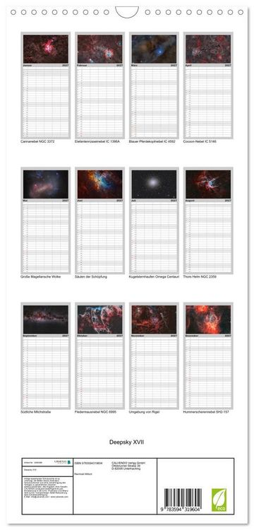 Produktbild: Familienplaner 2027 - Deepsky XVII mit 5 Spalten (Wandkalender, 21 x 45 cm) CALVENDO