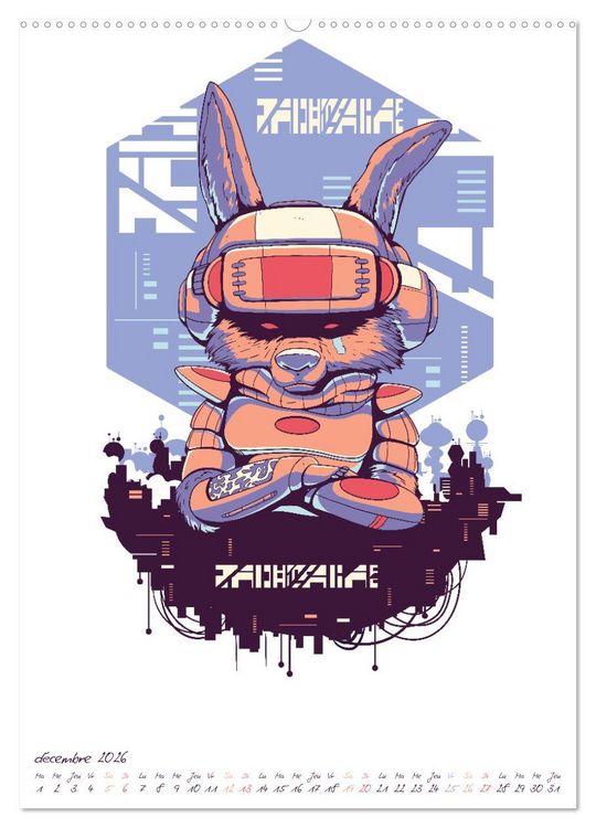 Produktbild: Cyberpunk Futuristes (Calendrier mural 2026 DIN A2 horizontal), CALVENDO calendrier mensuel