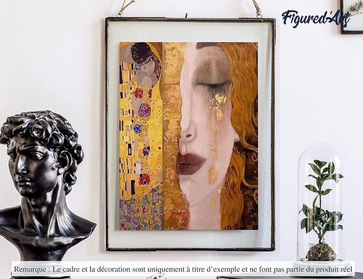 Produktbild: FiguredArt PN2088 - Malen nach Zahlen, Gustav Klimt, Leinwand 40x50cm ohne Rahmen, Malset, Paint by Numbers
