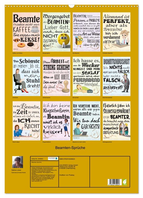 Produktbild: Beamten-Spr&uuml;che (Wandkalender 2026 DIN A2 hoch), CALVENDO Monatskalender