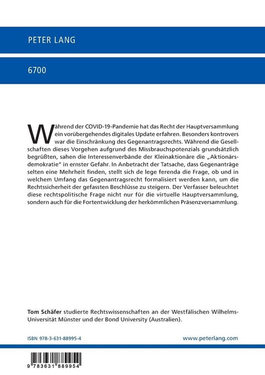 Produktbild: Die Formalisierung des Gegenantragsrechts am Beispiel der virtuellen Hauptversammlung der b&ouml;rsennotierten Aktiengesellschaft