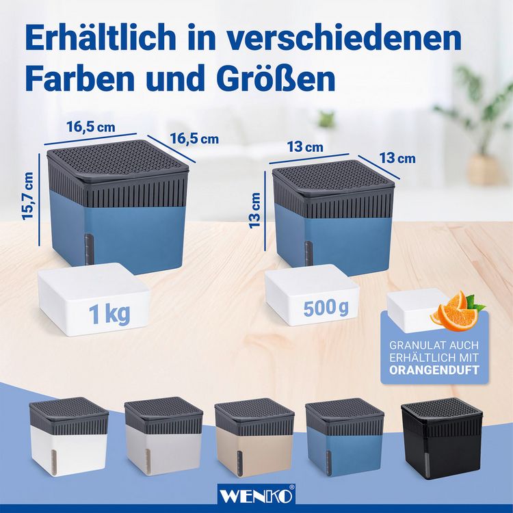 Produktbild: Raumentfeuchter Mod. Cube Blau 1000 g, 2er Set, beugt Schimmel und Ger&uuml;chen vor