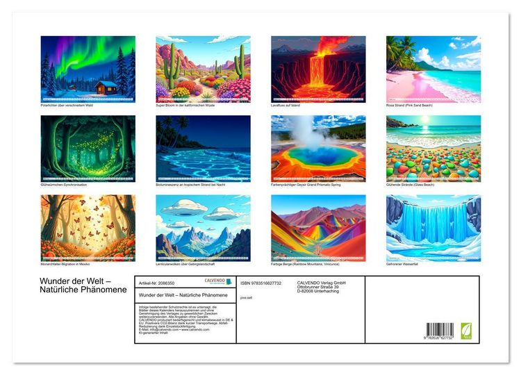 Produktbild: Wunder der Welt &ndash; Nat&uuml;rliche Ph&auml;nomene (Wandkalender 2026 DIN A2 quer), CALVENDO Monatskalender