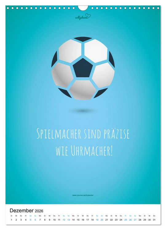 Produktbild: vollgeherzt: Der lustige Zitate-Wandkalender f&uuml;r Fu&szlig;ballfans und Sportbegeisterte! (Wandkalender 2026 DIN A3 hoch), CALVENDO Monatskalender
