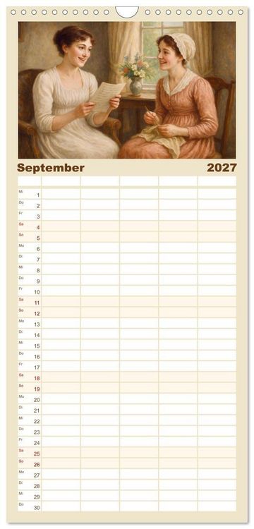 Produktbild: Familienplaner 2027 - Jane Austen mit 5 Spalten (Wandkalender, 21 x 45 cm) CALVENDO