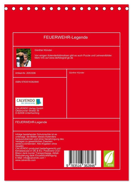 Produktbild: FEUERWEHR-Legende (Tischkalender 2026 DIN A5 hoch), CALVENDO Monatskalender