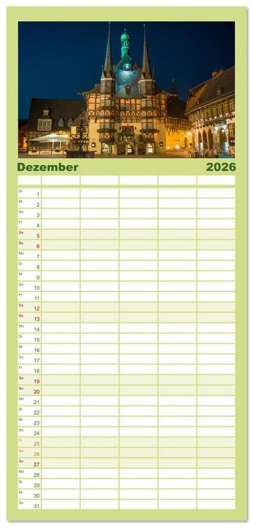 Produktbild: Familienplaner 2026 - Ohh, Du wundersch&ouml;ner Harz! mit 5 Spalten (Wandkalender, 21 x 45 cm) CALVENDO