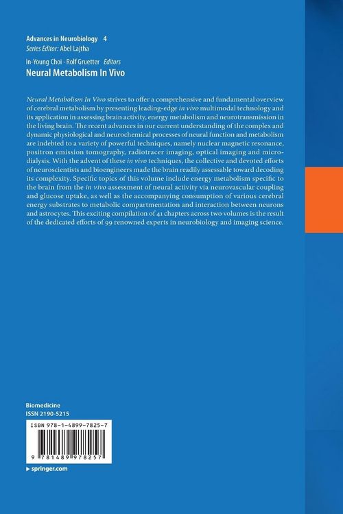 Produktbild: Neural Metabolism In Vivo