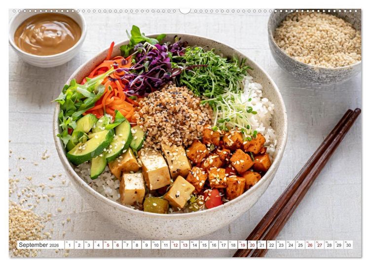 Produktbild: Vegane Bowls - Eine Sch&uuml;ssel voller Geschmack (hochwertiger Premium Wandkalender 2026 DIN A2 quer), Kunstdruck in Hochglanz