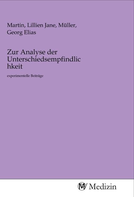 Produktbild: Zur Analyse der Unterschiedsempfindlichkeit