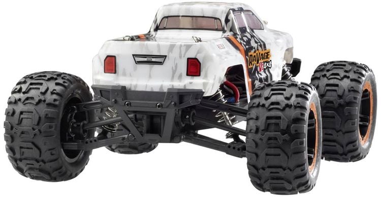 Produktbild: Reely RaVage 4x4 V2 Orange/Wei&szlig; Brushed 1:16 RC Modellauto Elektro Monstertruck Allradantrieb (4WD) RtR 2,4 GHz inkl. Akku und Ladekabel