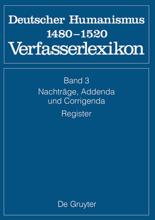 Produktbild: Nachtr&auml;ge, Addenda, Corrigenda, Register