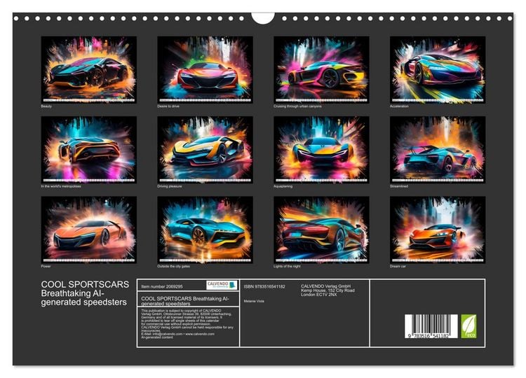 Produktbild: COOL SPORTSCARS Breathtaking AI-generated speedsters (Wall Calendar 2026 DIN A3 landscape), CALVENDO 12 Month Wall Calendar