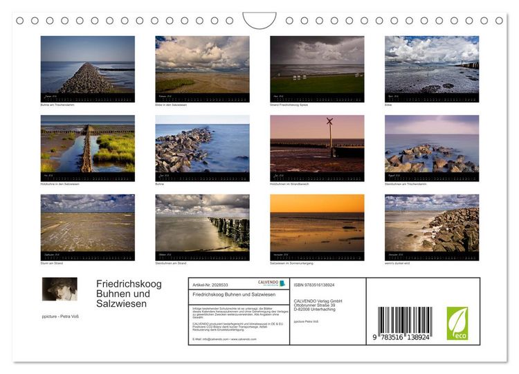 Produktbild: Friedrichskoog Buhnen und Salzwiesen (Wandkalender 2026 DIN A4 quer), CALVENDO Monatskalender