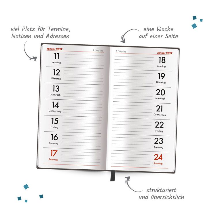 Produktbild: TR&Ouml;TSCH - Taschenterminer Soft Touch Anthrazit 2027