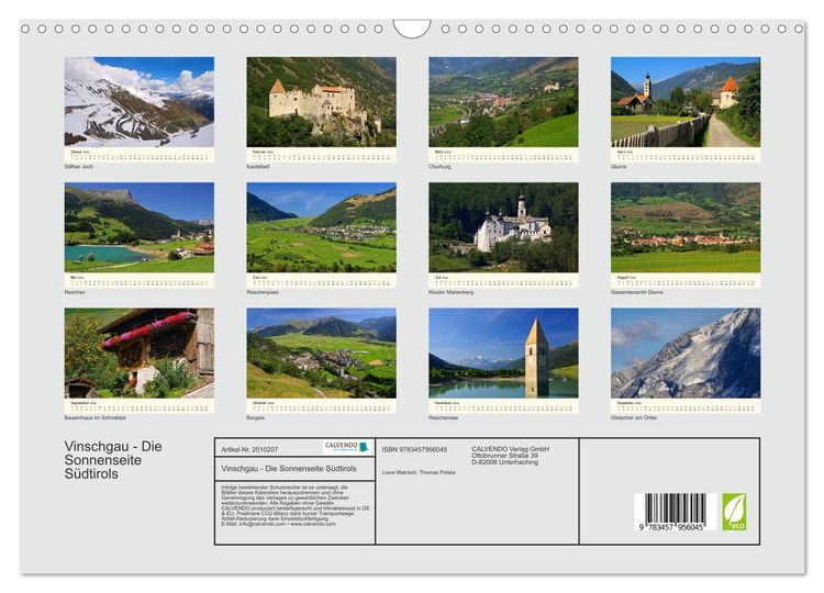 Produktbild: Vinschgau - Die Sonnenseite S&uuml;dtirols (Wandkalender 2026 DIN A3 quer), CALVENDO Monatskalender