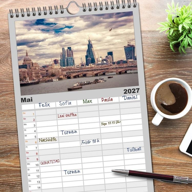 Produktbild: Familienplaner 2027 - Weltmetropole London mit 5 Spalten (Wandkalender, 21 x 45 cm) CALVENDO