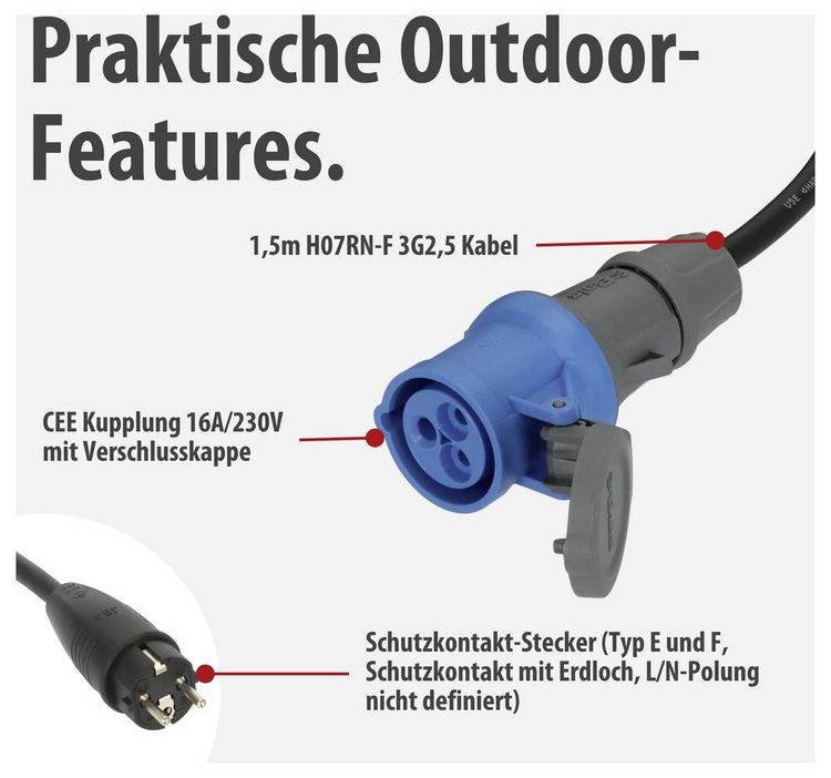 Produktbild: Brennenstuhl 1133910025 CEE Adapterkabel 230V 1St.