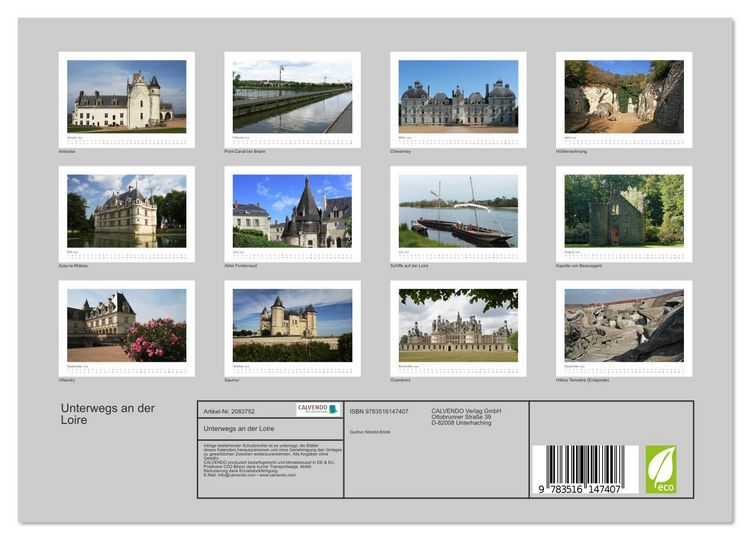 Produktbild: Unterwegs an der Loire (Wandkalender 2026 DIN A4 quer), CALVENDO Monatskalender