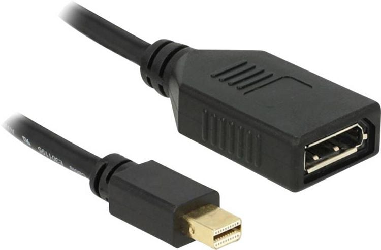 Produktbild: Delock 65554 DisplayPort Adapter [1x Mini-DisplayPort Stecker - 1x DisplayPort Buchse] Schwarz mit Ferritkern 21.00 cm