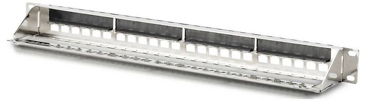 Produktbild: Digitus DN-91411-G 24 Port Patch-Panel 483 mm (19") 1 HE Stahl, Verzinkt, Schwarz, Schwarz (RAL 9005), Metall Unbest&uuml;ckt