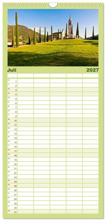 Produktbild: Familienplaner 2027 - TESSIN Werner Dieterich mit 5 Spalten (Wandkalender, 21 x 45 cm) CALVENDO