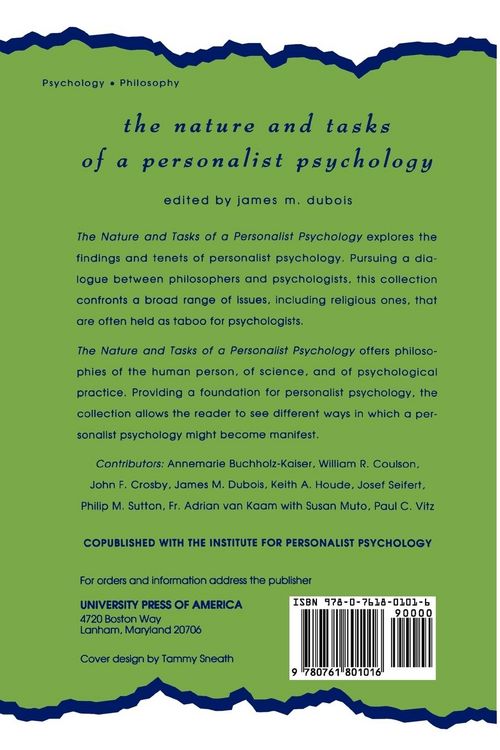 Produktbild: Nature and Tasks of a Personalist Psychology