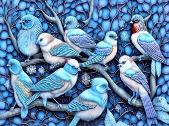 Produktbild: CALVENDO Puzzle Winterversammlung | 1000 Teile Lege-Gr&ouml;&szlig;e 64x48cm Foto-Puzzle f&uuml;r gl&uuml;ckliche Stunden