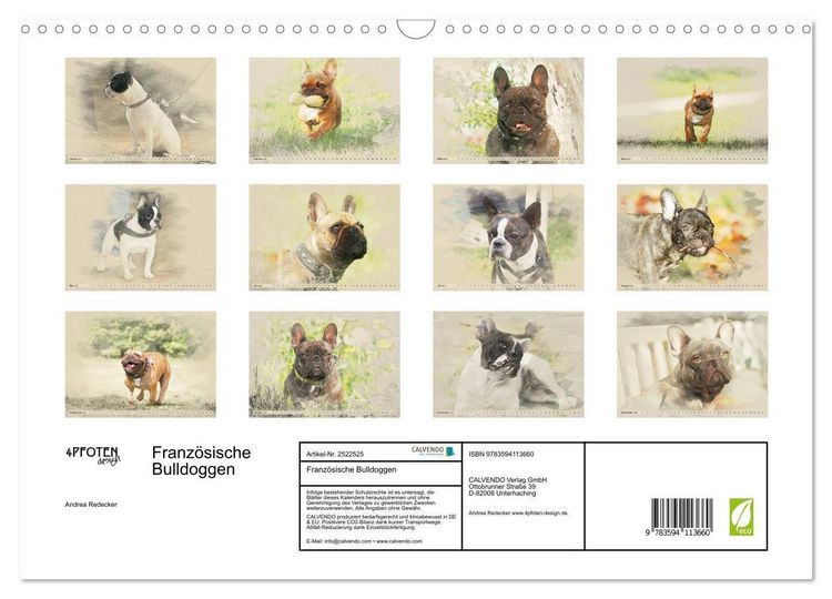 Produktbild: Franz&ouml;sische Bulldoggen (Wandkalender 2027 DIN A3 quer), CALVENDO Monatskalender