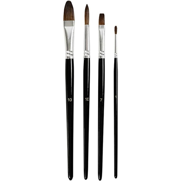 Produktbild: Creativ Company Div. Zubeh&ouml;r f&uuml;r Wasserfarben Aquarellpinsel, Nr. 1-7-10, L 17,5-20,5 cm, B 3-13 mm, Kurzer Griff, 4 Stk/ Kreativ Box