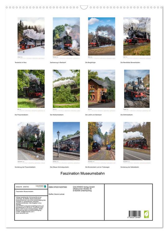 Produktbild: Faszination Museumsbahn (Wandkalender 2026 DIN A2 hoch), CALVENDO Monatskalender