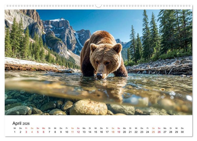 Produktbild: B&auml;ren - Die Macht der Natur (hochwertiger Premium Wandkalender 2026 DIN A2 quer), Kunstdruck in Hochglanz
