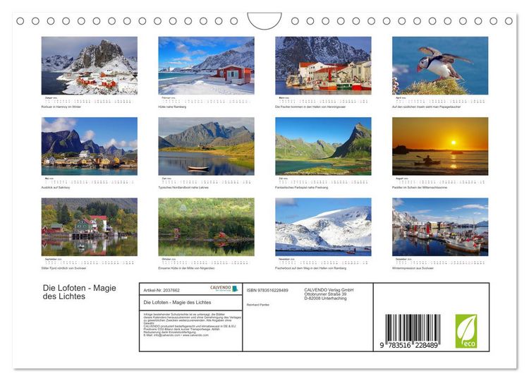 Produktbild: Die Lofoten - Magie des Lichtes (Wandkalender 2026 DIN A4 quer), CALVENDO Monatskalender