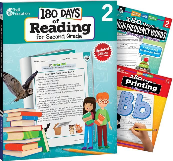 Produktbild: 180 Days(r) Reading, High-Frequency Words, & Printing Grade 2: 3-Book Set