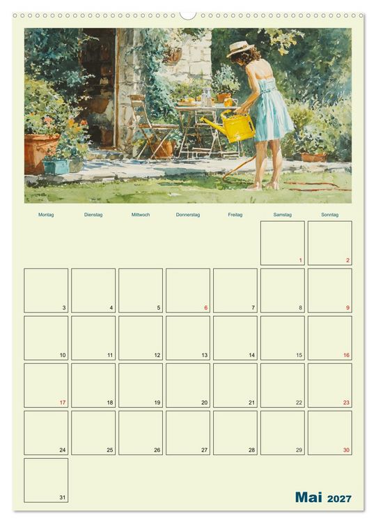 Produktbild: Frauen im Garten. Poesie im Aquarell-Stil (Wandkalender 2027 DIN A2 hoch), CALVENDO Monatskalender