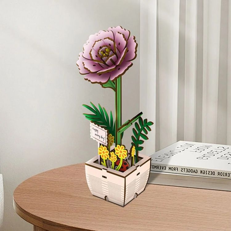 Produktbild: FiguredArt AL104 - Pfingstrose, 3D Puzzle, Holz, 83 Teile, H&ouml;he: 18,9 cm