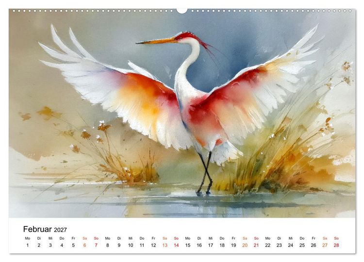 Produktbild: Kraniche zwischen Wind und Weite (hochwertiger Premium Wandkalender 2027 DIN A2 quer), Kunstdruck in Hochglanz