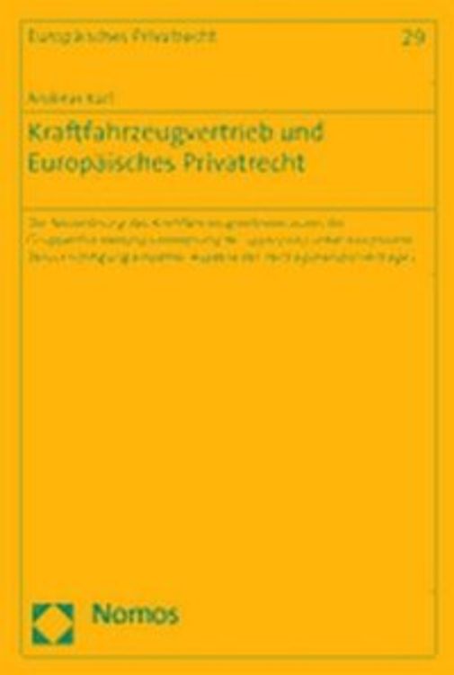 Produktbild: Kraftfahrzeugvertrieb und Europ&auml;isches Privatrecht