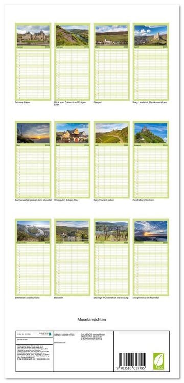 Produktbild: Familienplaner 2026 - Moselansichten mit 5 Spalten (Wandkalender, 21 x 45 cm) CALVENDO