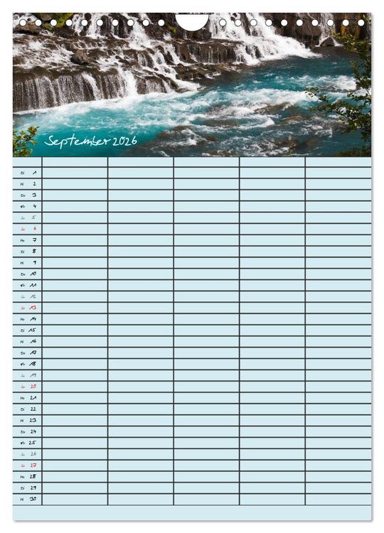 Produktbild: Island Familienplaner (Wandkalender 2026 DIN A4 hoch), CALVENDO Monatskalender