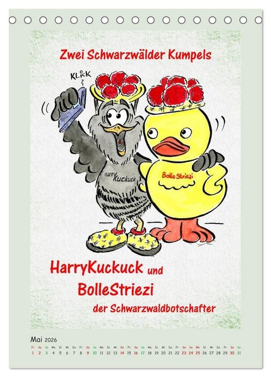 Produktbild: Bollenhut Cartoons (Tischkalender 2026 DIN A5 hoch), CALVENDO Monatskalender